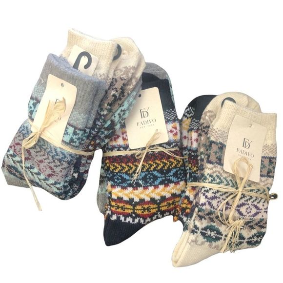 COZY BOOT SOCKS MULTI PATTERN ASSORTED 2 PACK by FADIVO NEW YORK - Picture 2 of 7